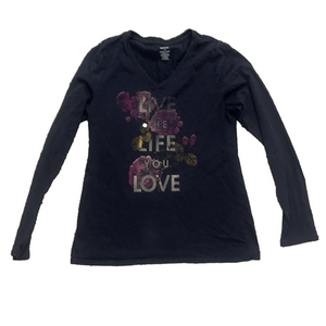 five star gray Long Sleeve live the life you love Graphic Tee